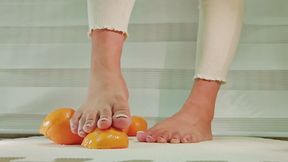 crushing orange barefoot- asian Filipina Rose