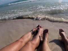 Hot brunette foot fetish play