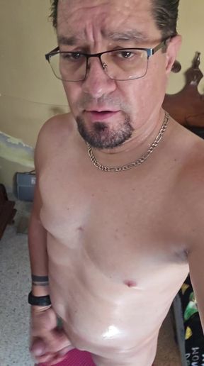 Playing with my hard cock