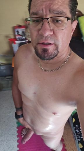 Playing with my hard cock