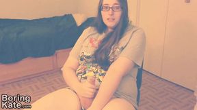 Kate strokes her dick until she ejaculates - NO AUDIO -