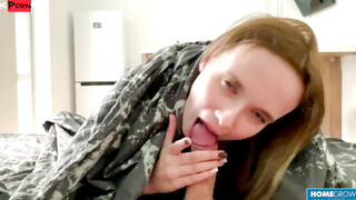 "Morning Surprise: Busty Teen Gives Unforgettable Oral to Hunk"