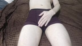 A Thin Guy Jerks off His Big Cock for a Long Time and Gently Massages His Juicy Balls