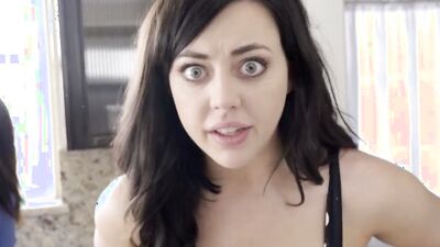 Two Brunette Babes Milk Bro's Cock For Creampie