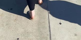 College girl shows off her fat ass and toes in a torta