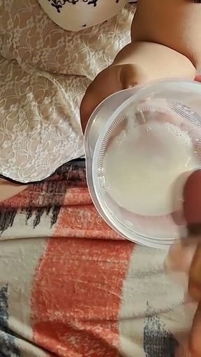 I accumulate a lot of cum in a container, my piggy slut cooks it and then eats it in the mall   Clip 1