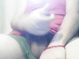 Corpulent Rod Sissy Trans Latinx Groaning Whilst Jerking Off