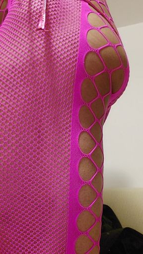 Milah Shows off Her Pink Fishnet Tail
