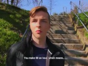 CZECH HUNTER 425 -  Blonde Jock Gets A Mouthful Of Cock On The Stairs Of The Park