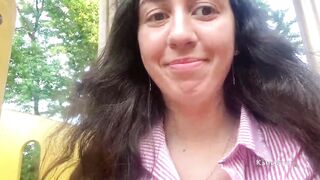 Risky playground masturbation and peeing inside outdoor