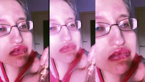 Asmr Red Lipstick and Mini Cake Eating