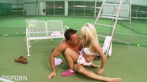Hard Anal Sex Fucking the Ass of Blonde Teen in the Tennis Court
