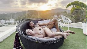Rough Sex At Sunset From My Pool With a Huge Cumshot