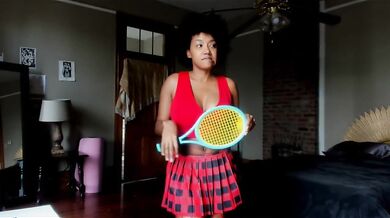 The Tennis Student stripped teased until soaked solo