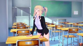 Blonde-haired Girl Caught Grinding the Table, Gets Disciplined by a Man - Koikatsu