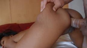 ”Small boobs African hot girl enjoyed hardcore ass pumping before rough deepthroat”