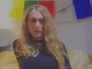 Sissy Girl Jerks Huge Trans Shecock!