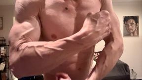 Close up muscle flexing and ab punching HD