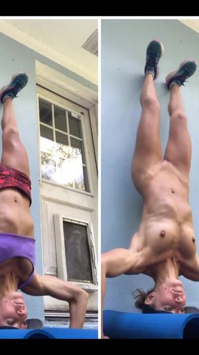 A Nude Vs Clothed Movement Study- the Handstand Push-ups:)