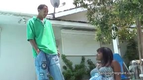 Preggo ebony sucking anf fucking indoors and outdoors
