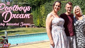 Eva Jayne and Lacey Starr are two big breasted cougars that love to share the poolboy