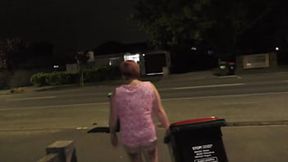 Kiwi Trashy MILF gets publicly humiliated and peed on in the streets during garbage duty