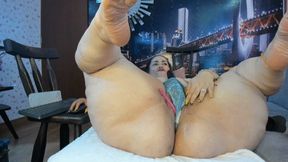 Kristen Hill BBW huge dildo plus vibrator equal squirt