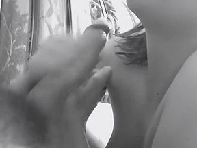 She loves sucking my cock and balls (BW)