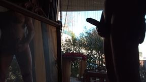 Nice and risky in the mirror on the side of the road