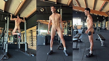 Fully naked workout at Public Gym. Riskiest Video Ever
