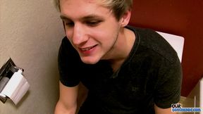 Blond Dick-Hungry Stud Gives a Quick Public Toilet Blowjob - OurBoyFriends