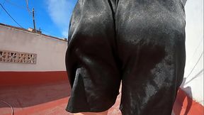 Walking &amp_ Twerking in my sexy satin shorts and nightie and cumming oiled