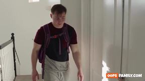 Caught Naked: Stepmom's Surprise Encounter After a Workout!