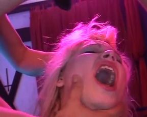 Hot Blonde German Babe Eats Cum After Hard BDSM Threesome Fuck