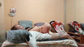 Neighbor Gives a Good Blowjob with Cum in Her Mouth