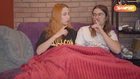 Curious Step Sister Keeps Me Quiet Under the Blanket During Movie Night - Surprising Twist!