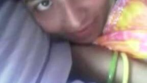 Giggling quite pretty and natural Hindu brunette flashes her boobies
