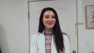 Inked babe looks cute as she takes a meaty monster dong