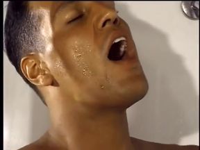 Two horny guys in the bathroom having sex and taking it in the ass while in the shower