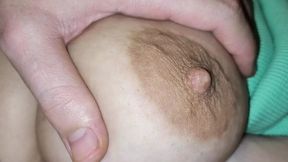 Sweet stepsister's tender nipple gets my spit and touch