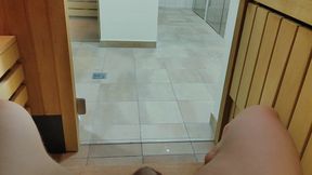 Young Skinny White Boy Jerking in the Sauna