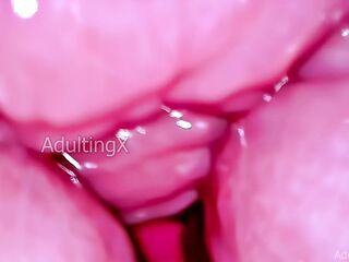 Inside a Camgirl Cervix POV Camera in Twat with Pink Vibrating Toy
