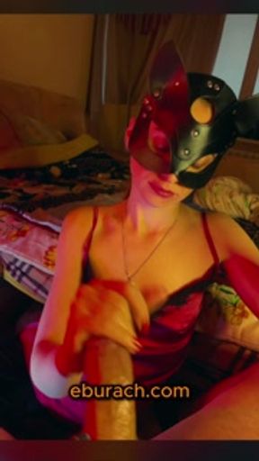 Smoking Hot Wife Takes Big Cock Deepthroat With Cat Mask On