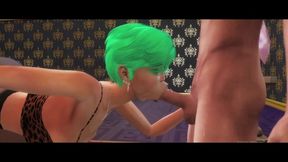 Anime futanari rides black cock in wild hentai orgy