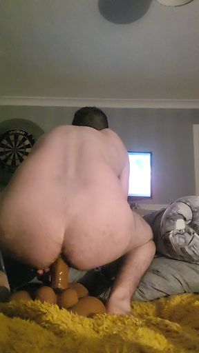 Scottish lad rides dildo