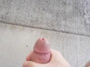 Risky cumshot in public park