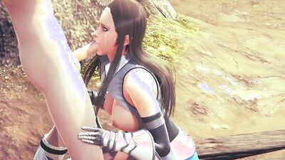 Haruka Sucks a tied-up guy's big dick in uncensored hentai porn