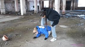 VICTORIA - Humiliation of a pet in an abandoned building! (HD)