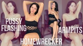 Homewrecker Flashes Pussy and Tease with Smooth Armpits