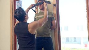 Straight boy next door is nervous about getting edged by two guys